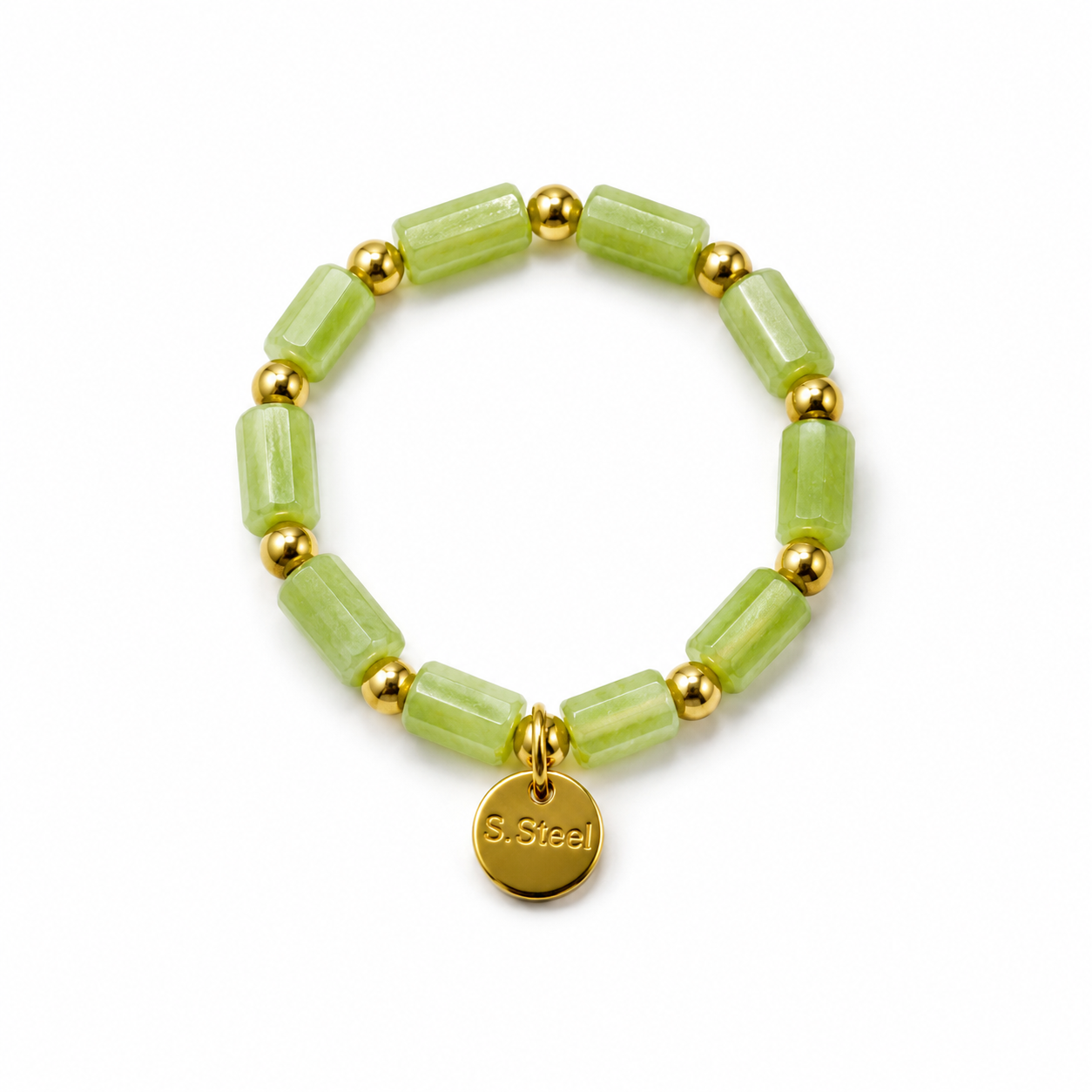 Anillo Elástico Cuentas Verde Lima