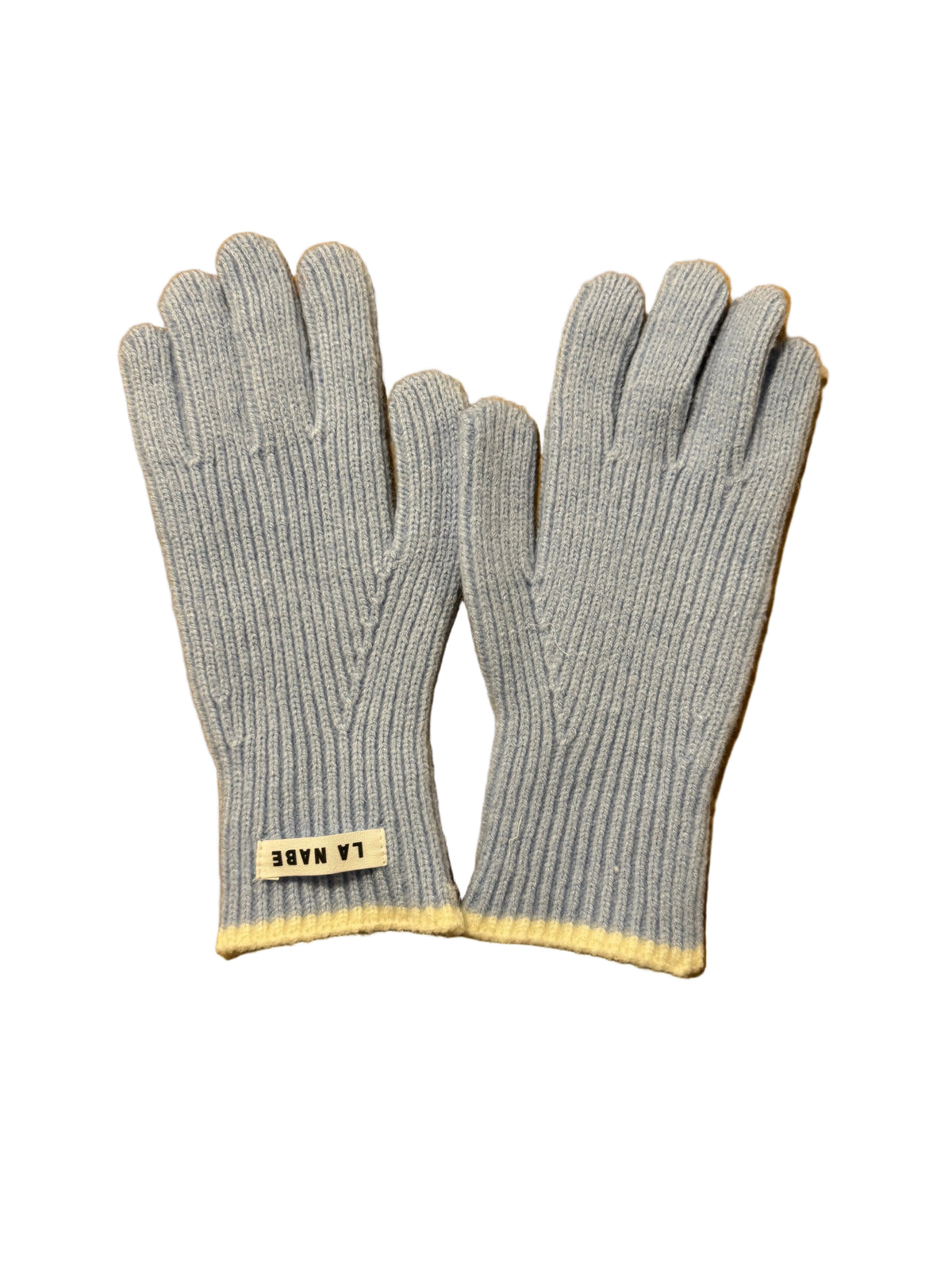 Light Blue Ribbed Gloves with White Stripe