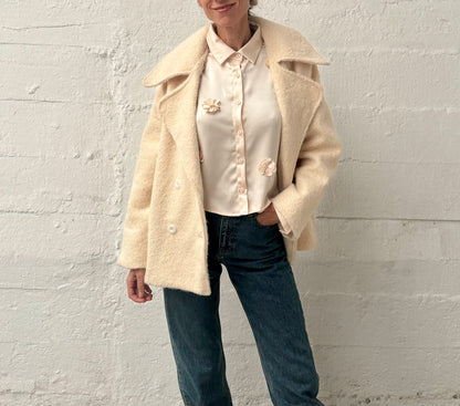 Jacket, short coat, plain off-white