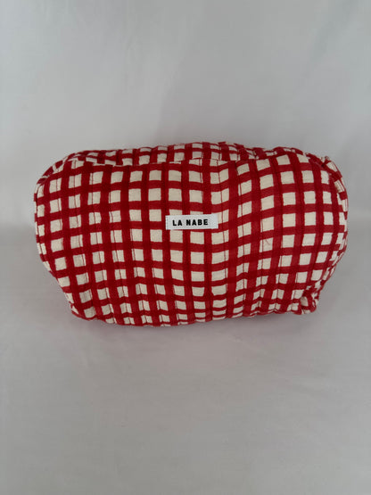 Neceser Cuadros Vichy Rojo y Blanco Grande