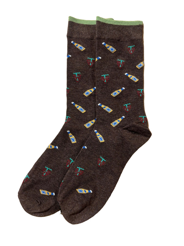 Calcetines Hombre Vino y Botella Marrón