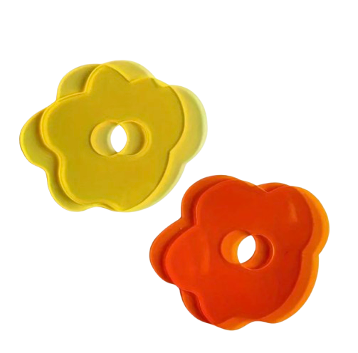 4 Posavasos Flores Verde y Naranja