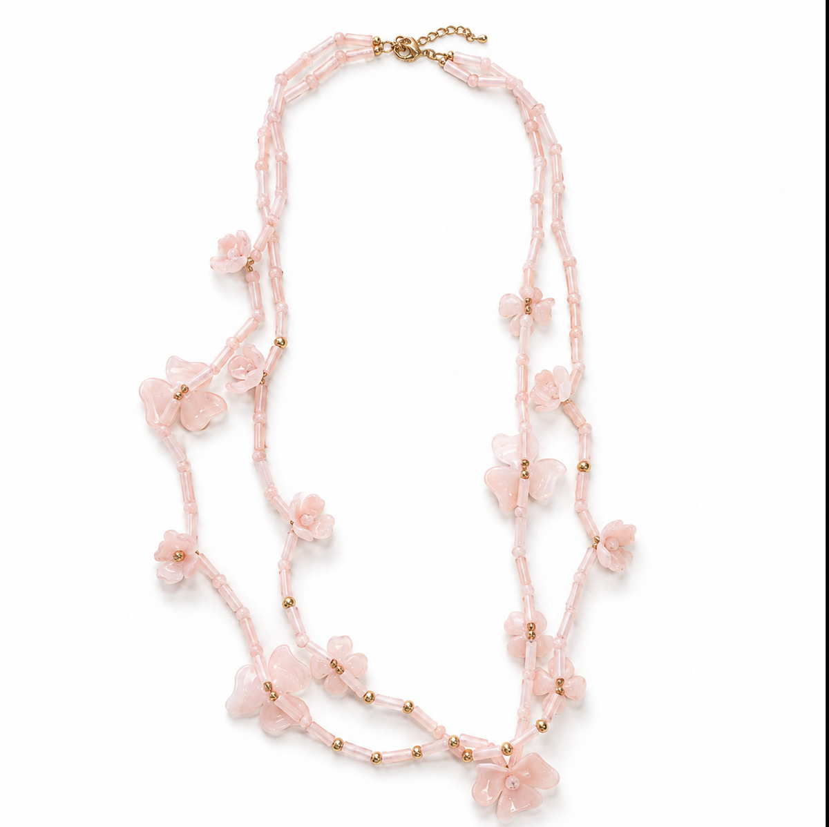 Collar Doble Flores Resina