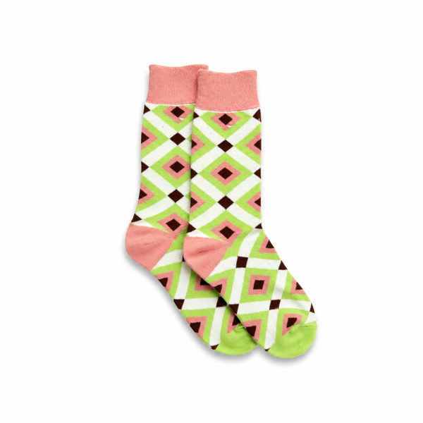 Calcetines Mujer Geométrico Con Puntera Rosa Salmón