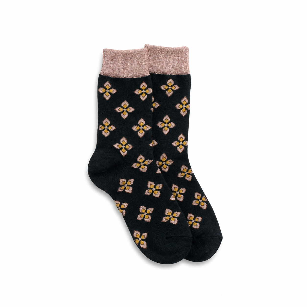 Calcetines Mujer Gordos Granate Flor Azul Verdoso