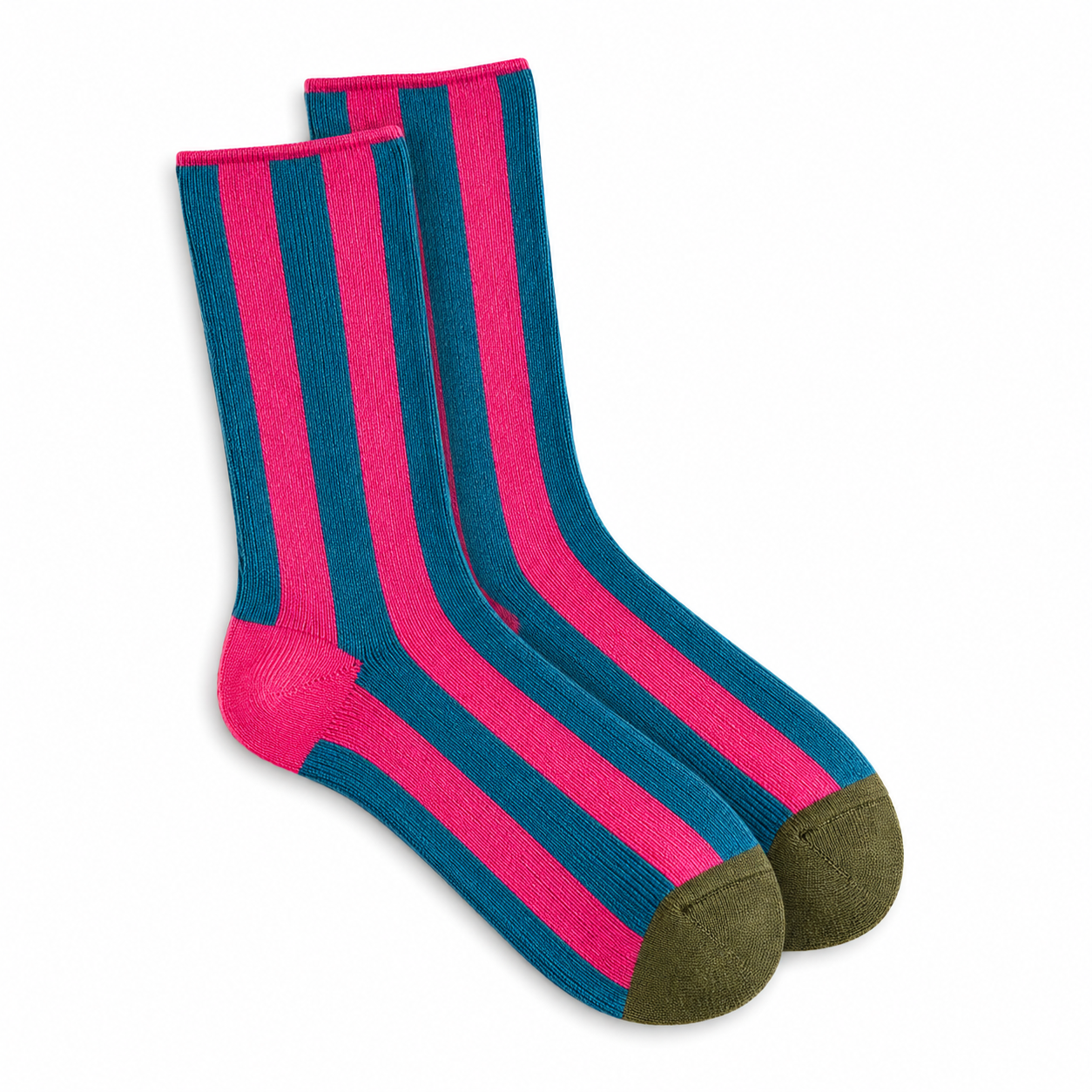 Women's Striped Socks Pink Blue Khaki Toe