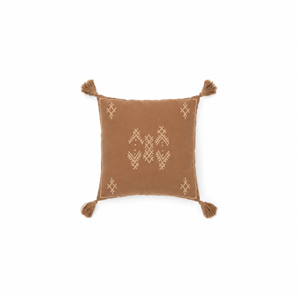 Brown Ethnic Cushion with Tassels