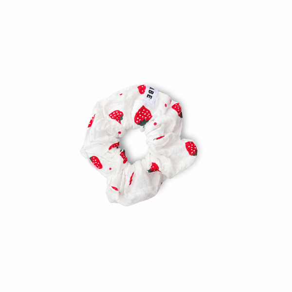 White Scrunchie with Strawberries