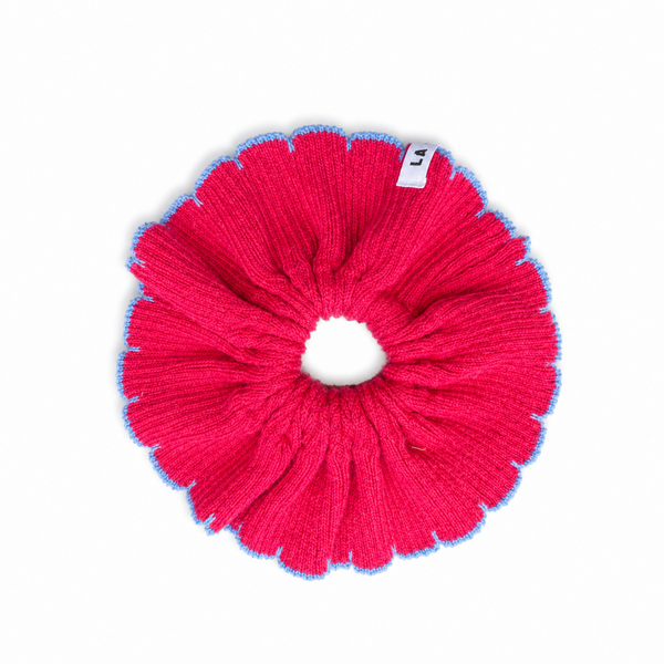 Red Wavy Dot Scrunchie Blue Edge