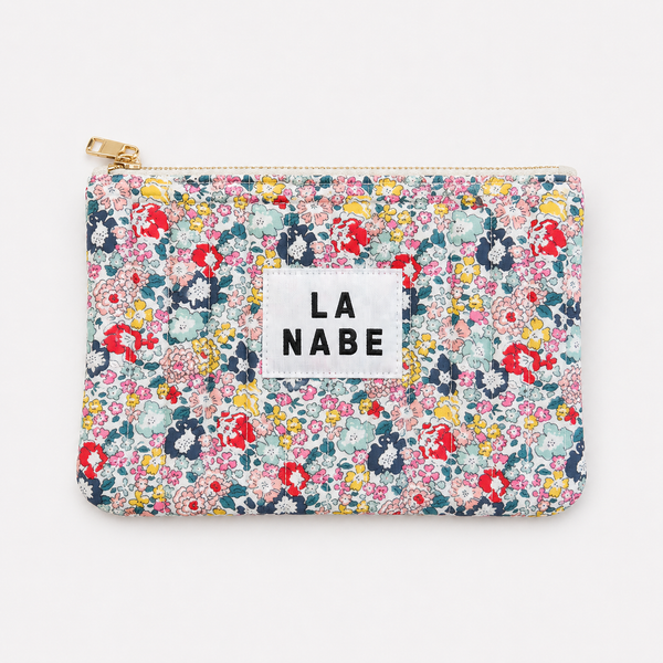Monedero Acolchado Flores Colores Liberty Fondo Blanco Pequeño