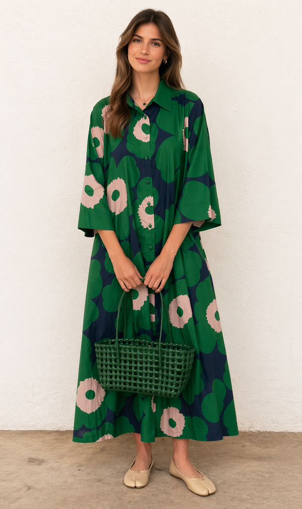 Vestido Flores Verdes