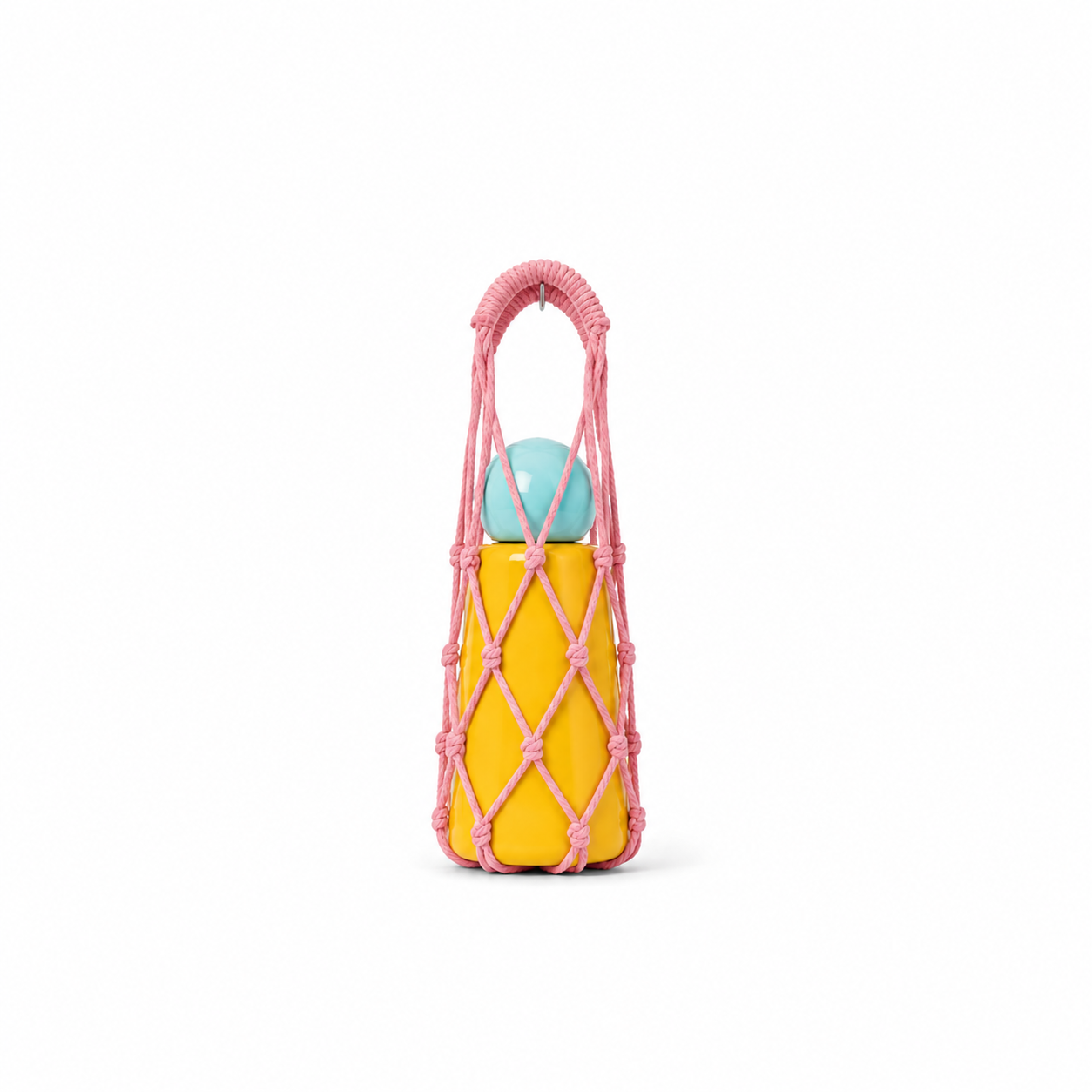 Pink Crocheted Bottle Bag