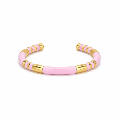 Brazalete Metal Esmaltado con Rayas Doradas