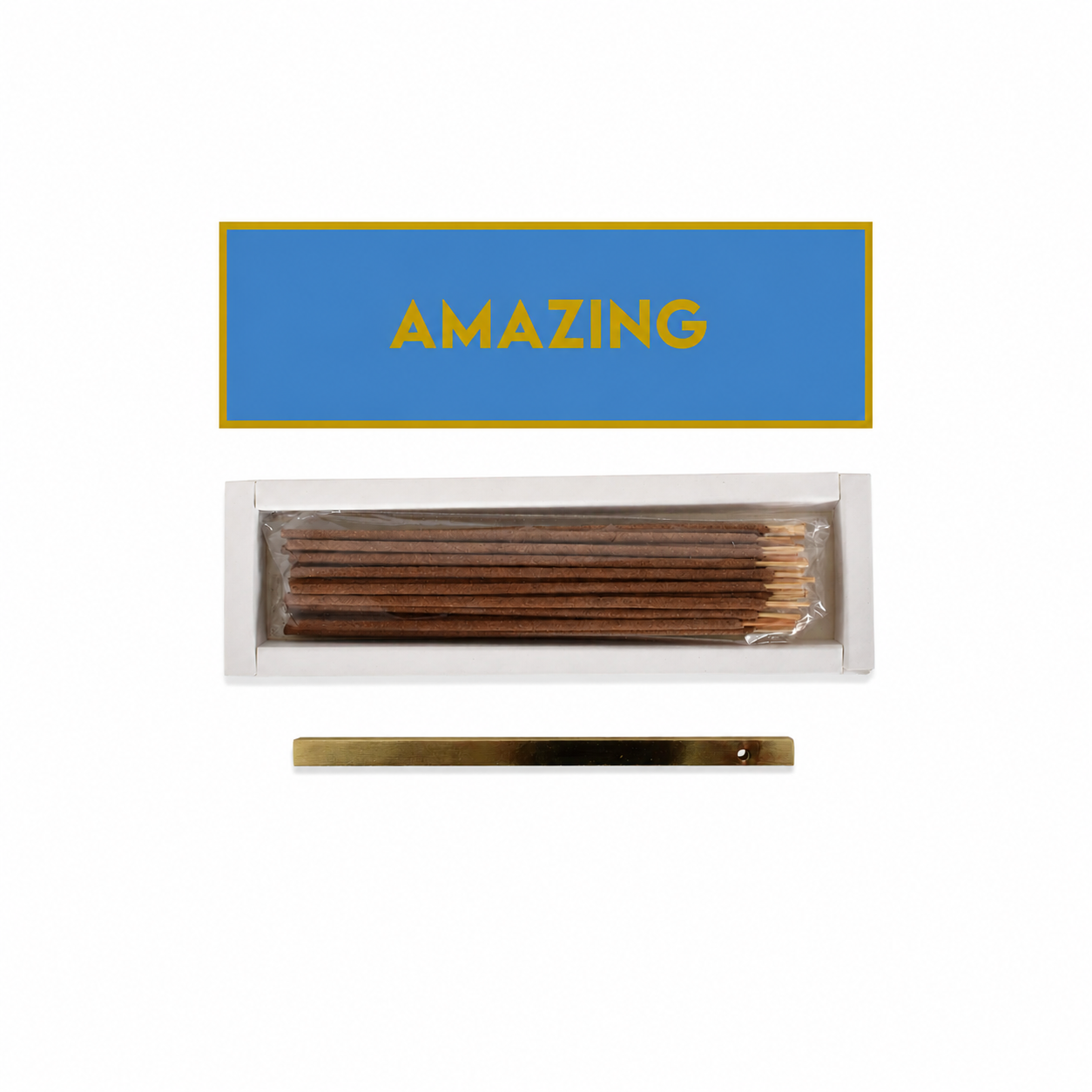 Blue Incense Box Oceanic Scent with "Amazing" Phrase + Holder