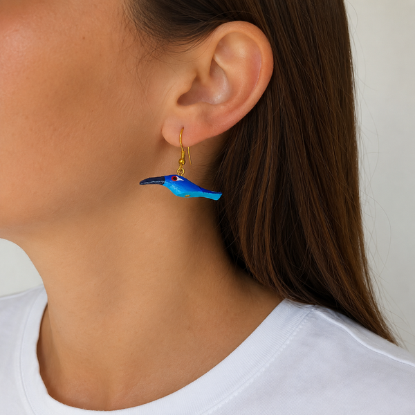 Pendientes Madera Pájaro Azulón