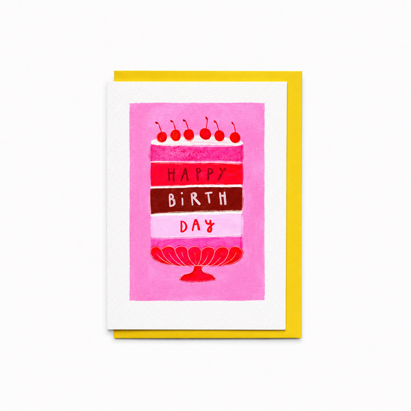 A6 Tarjeta o Postal con Sobre Cumpleaños Tarta Alta Happy Birthday
