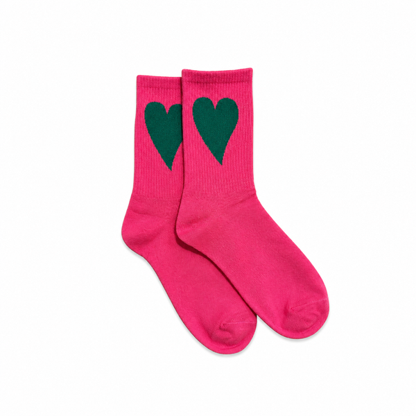 Fuchsia Socks Green Heart