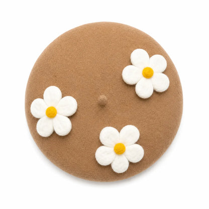 Black Beret with Daisies