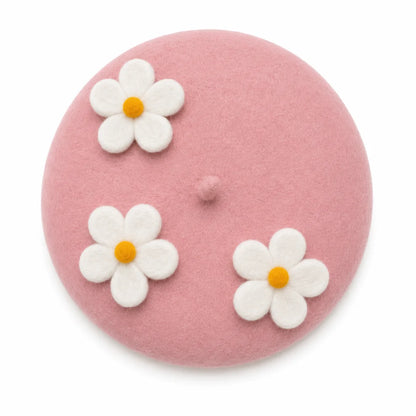 Black Beret with Daisies