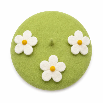 Black Beret with Daisies