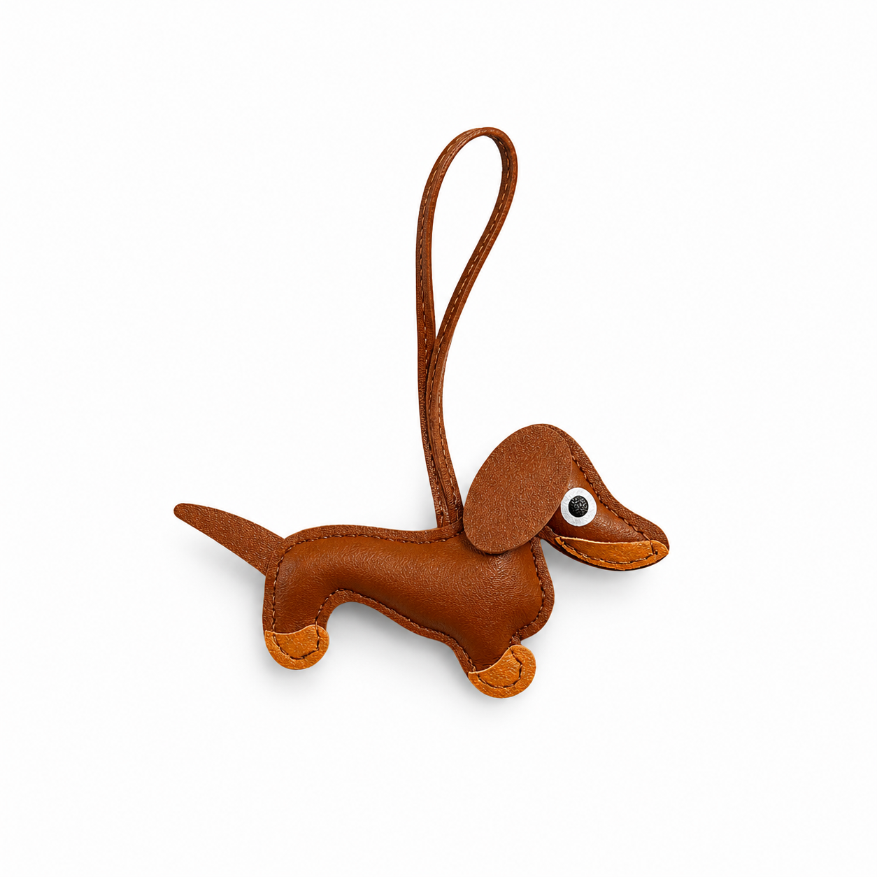 Beige Dachshund Wiener Dog Charm Keychain