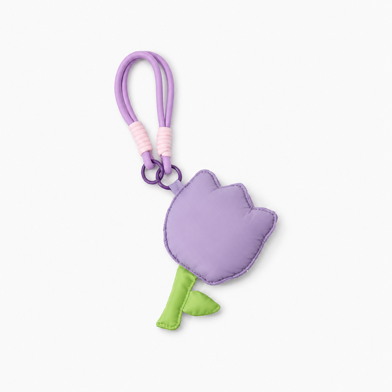 Quilted Tulip Charm Keychain with Purple Coin Purse