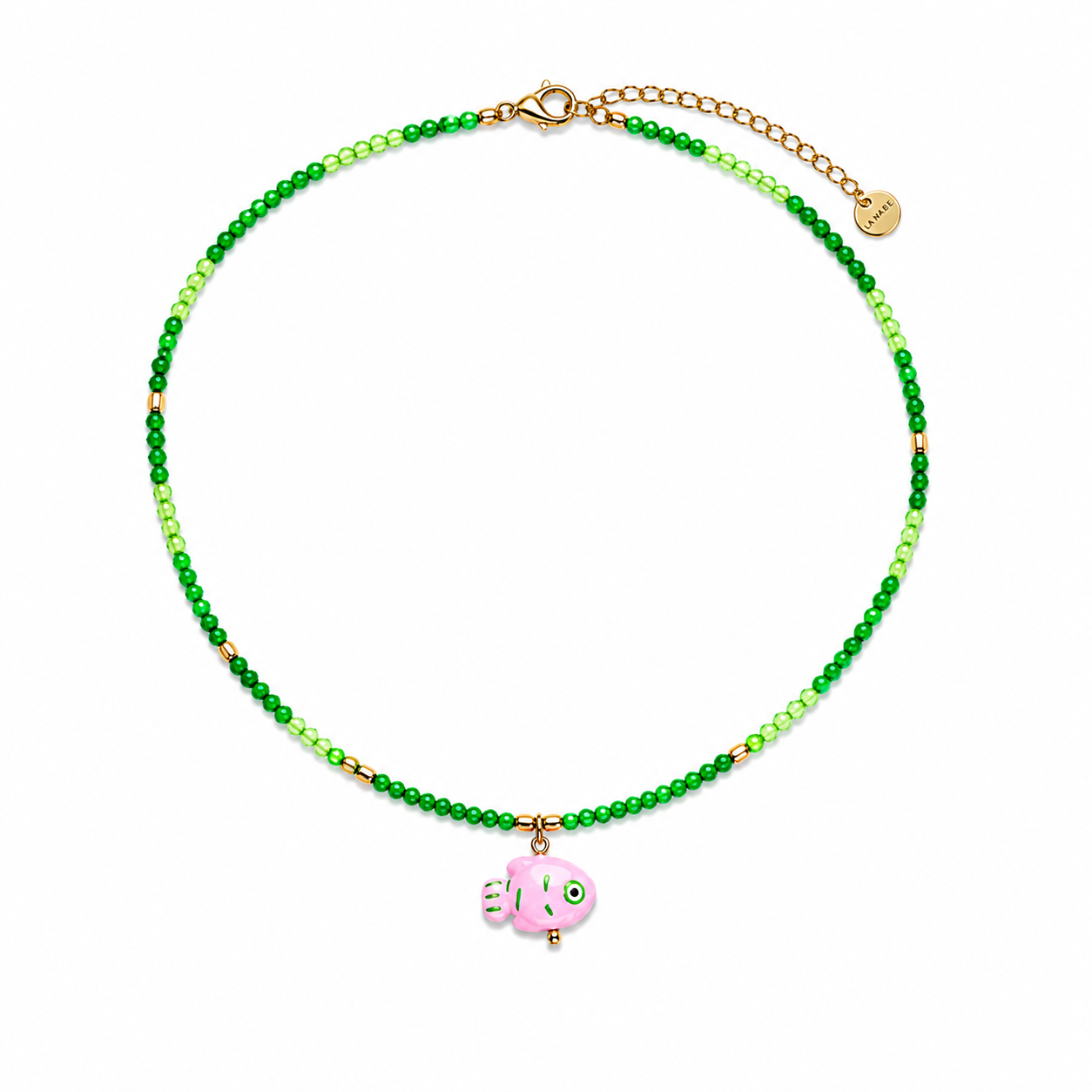 Collar Verde con Pez Rosa
