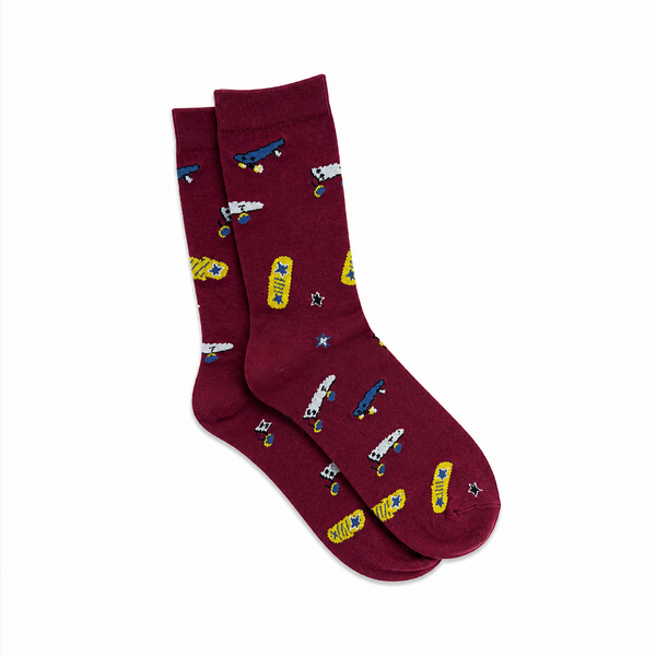 Men's Burgundy Skate Socks