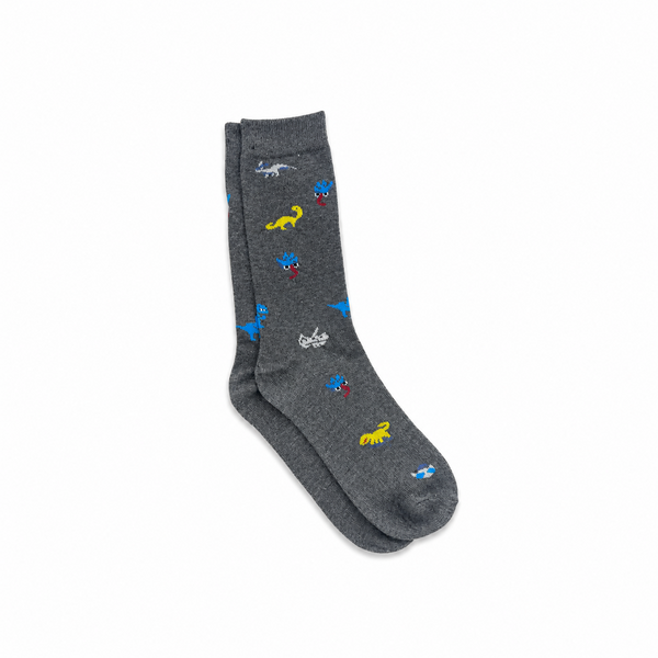 Calcetines Hombre Gris Hojas Dinosaurio