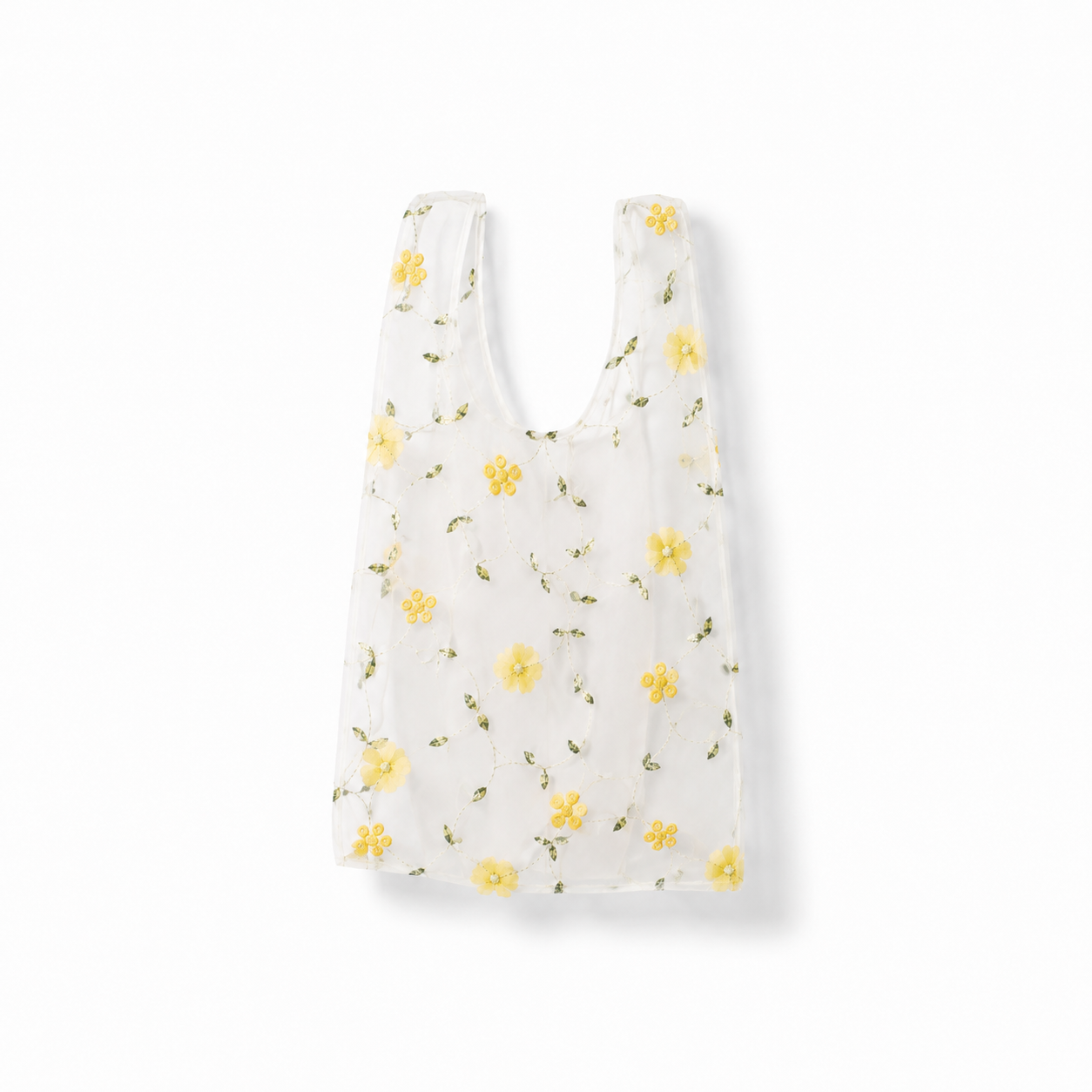 Bolsa Organza Transparente Flores Amarillas