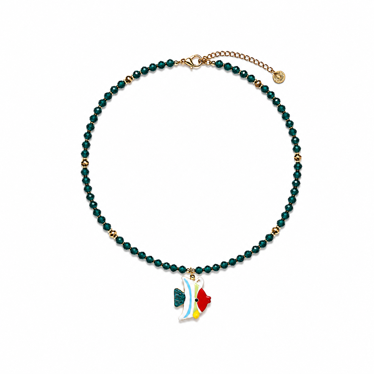 Collar Verde y Pez de Cristal