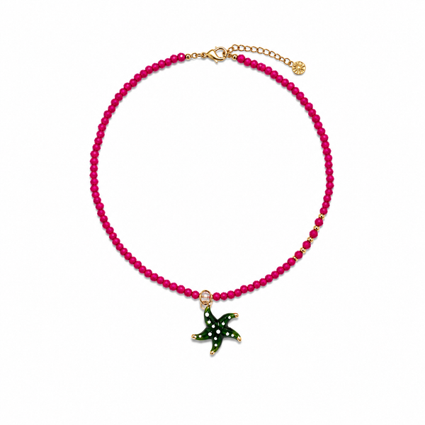 Collar Fucsia con Estrella de Mar Verde