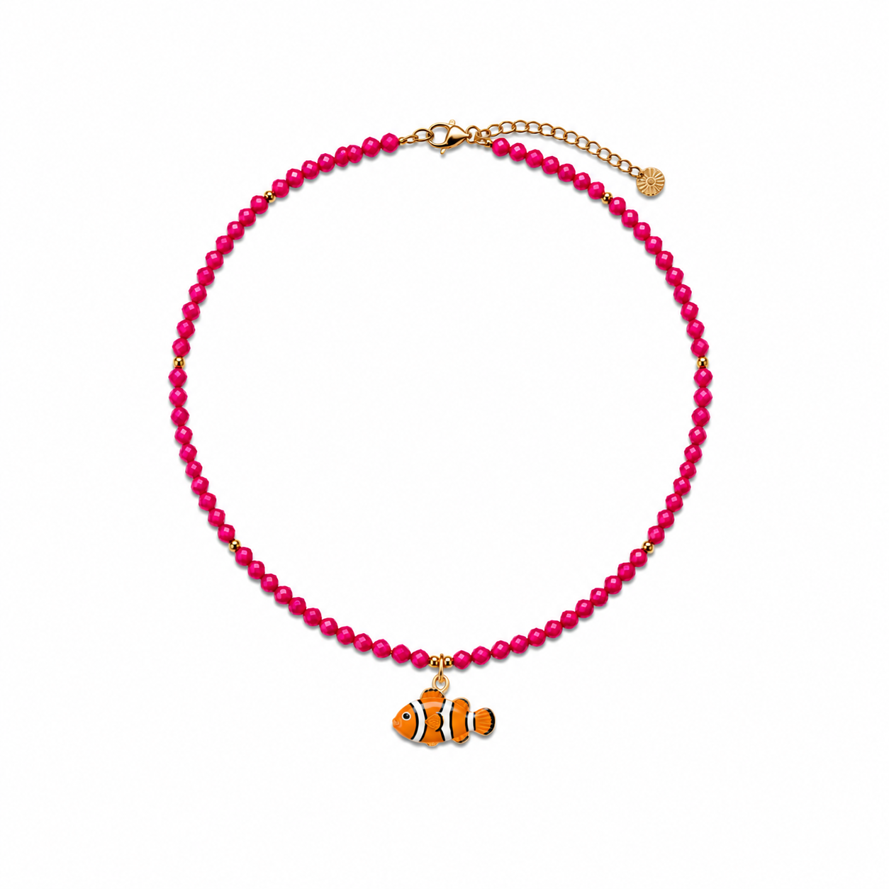 Collar Rosa con Pez Cerámica Naranja