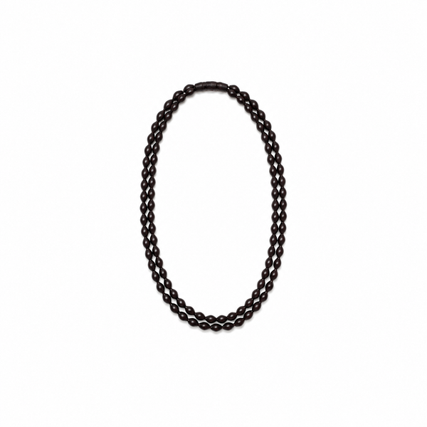 Collar Bolas Negro Cuero