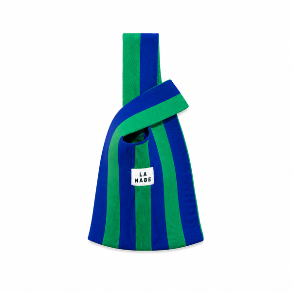 Bolso Japonés Rayas Grande Verde Azulón