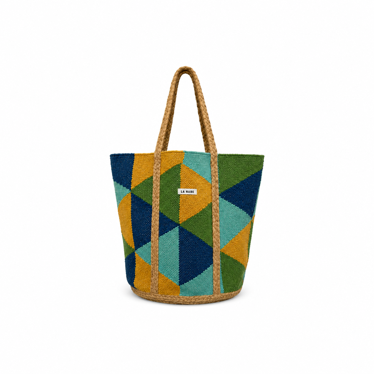 Wicker Sack Bag Geometric Rhombus Blue Green Yellow