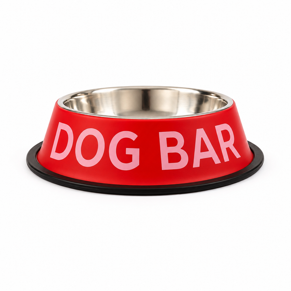 Comedero Cuenco Bowl Mascota Perro Dog Bar Grande Rojo y Rosa