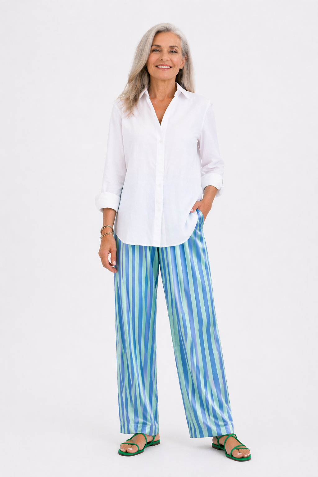 Pantalón Rayas Azul y Verde