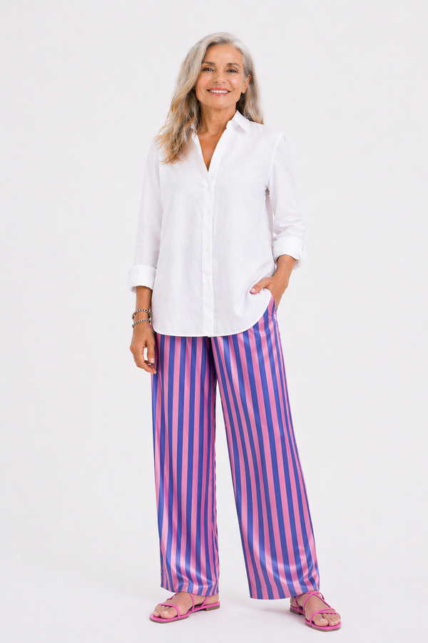 Pantalón Rayas Azul y Rosa
