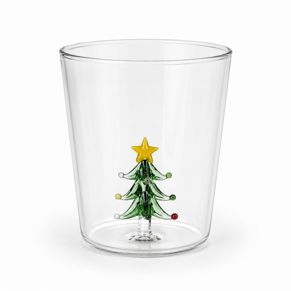 Vaso Vidrio Borosilicato con Figura Dentro Árbol Navidad