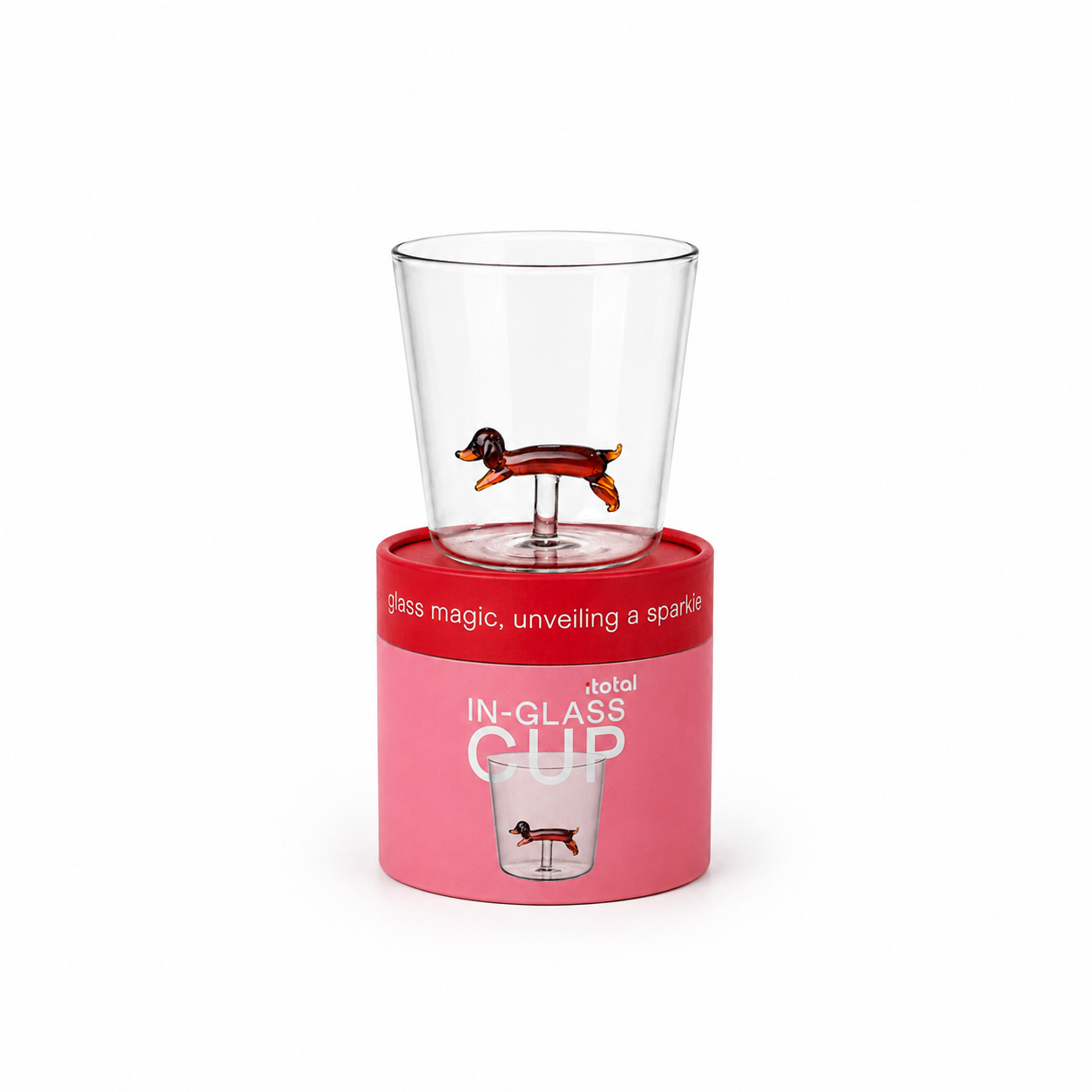 Vaso Vidrio Borosilicato con Figura Dentro Perro Salchicha Teckel