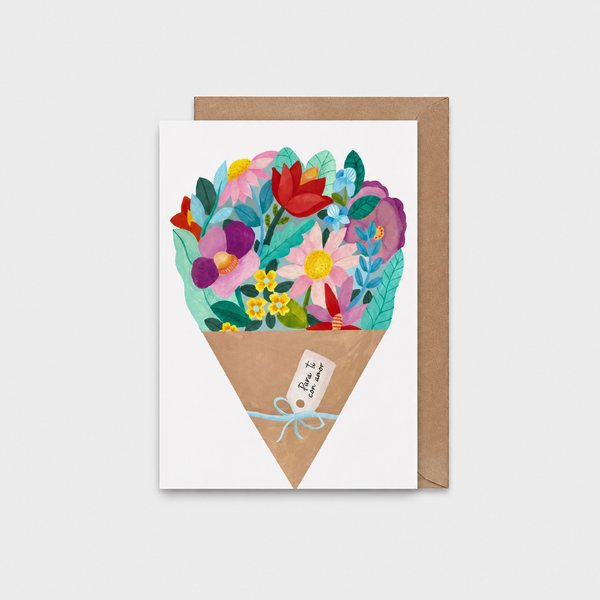 A6 Tarjeta o Postal con Sobre Ramo Flores Para Ti Con Amor