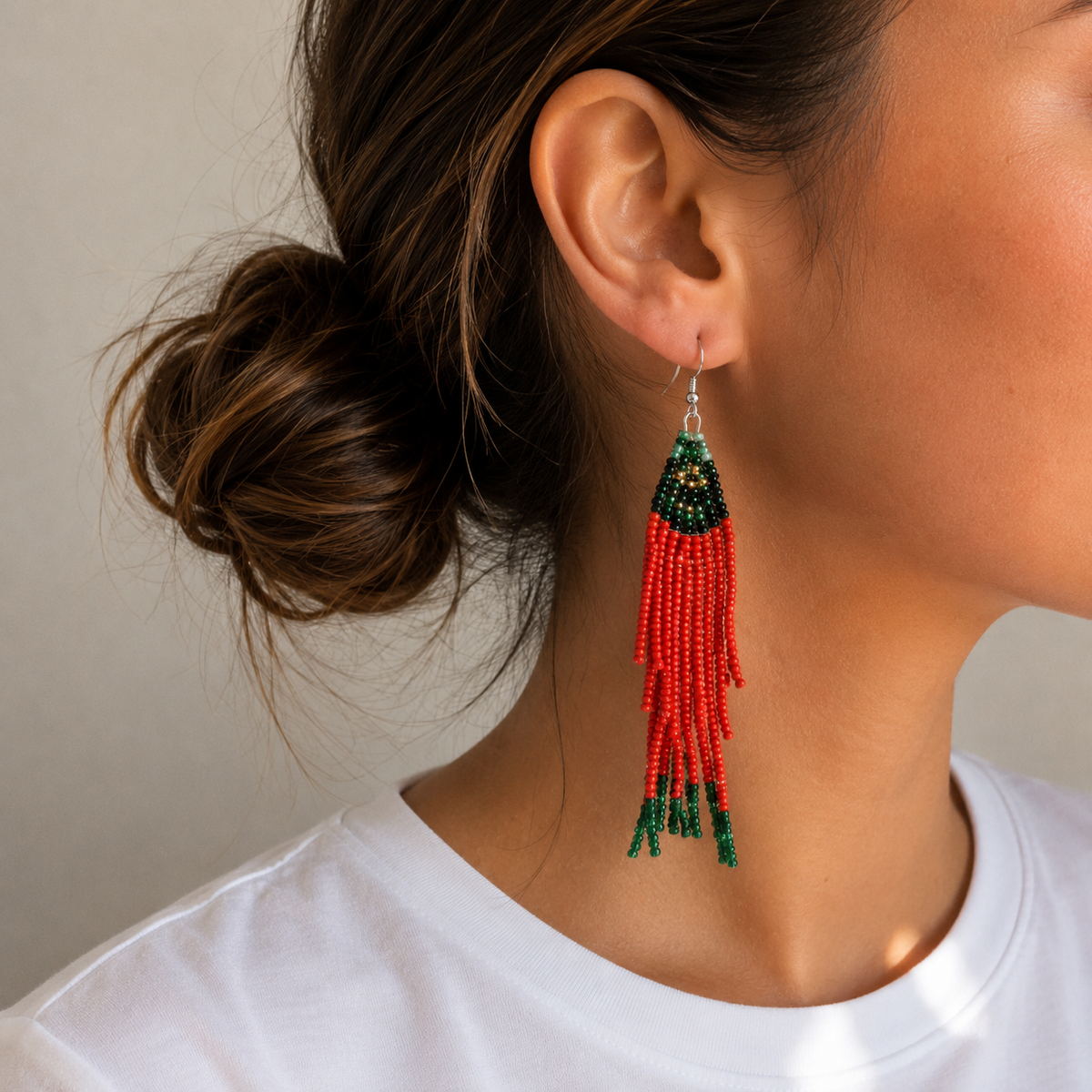 Pendientes Cuentas Pez Rojo y Verde