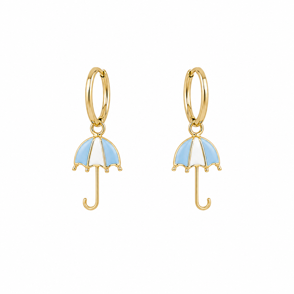 Mini Pendientes Paraguas Rayas Azul y Blanco