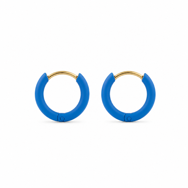 Mini Pendientes Aro Aritos Azul Azur Mate
