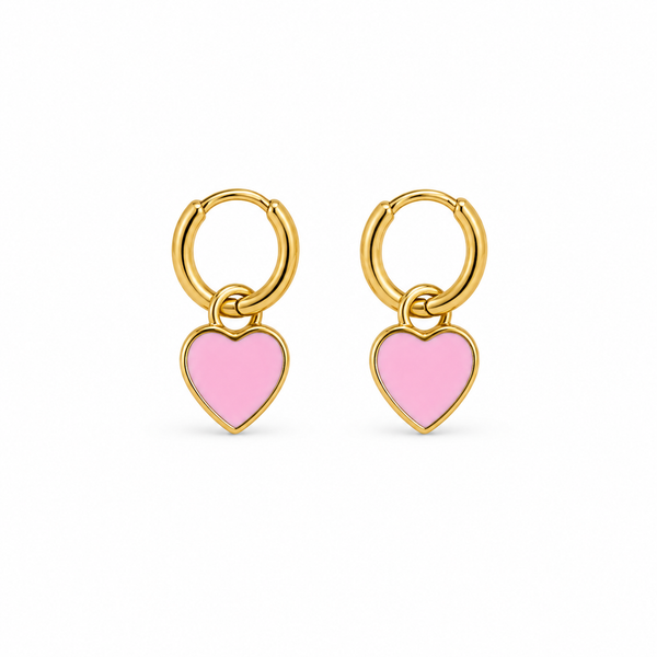 Mini Pendientes Candado Corazón Rosa