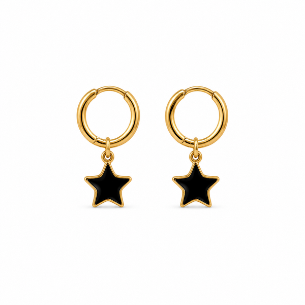 Mini Pendientes Estrella Negra Plana