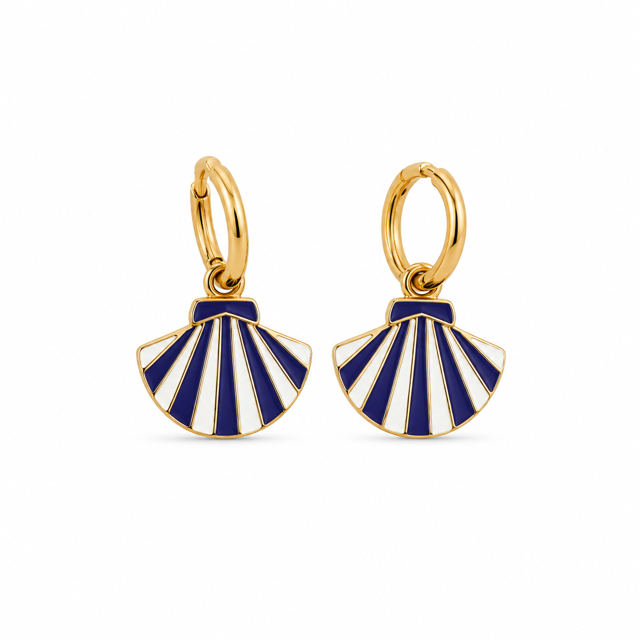 Mini Pendientes Concha Rayas Morado Blanco