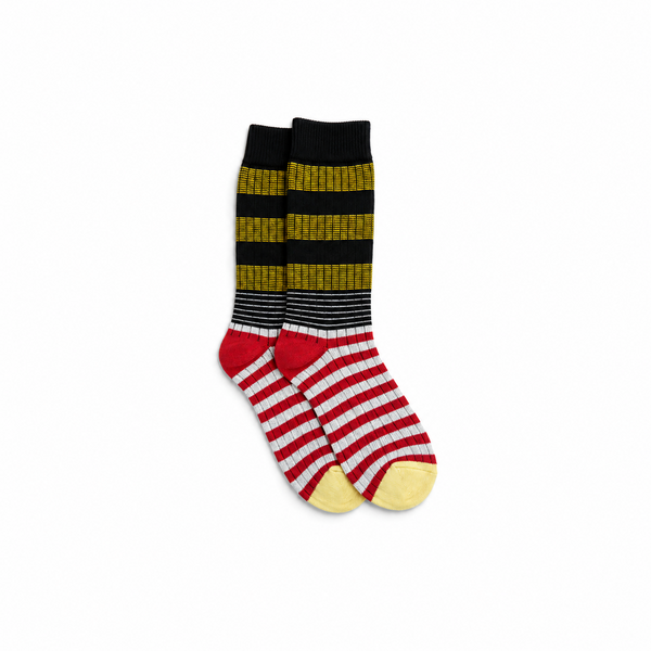 Long Striped Socks Yellow Toe