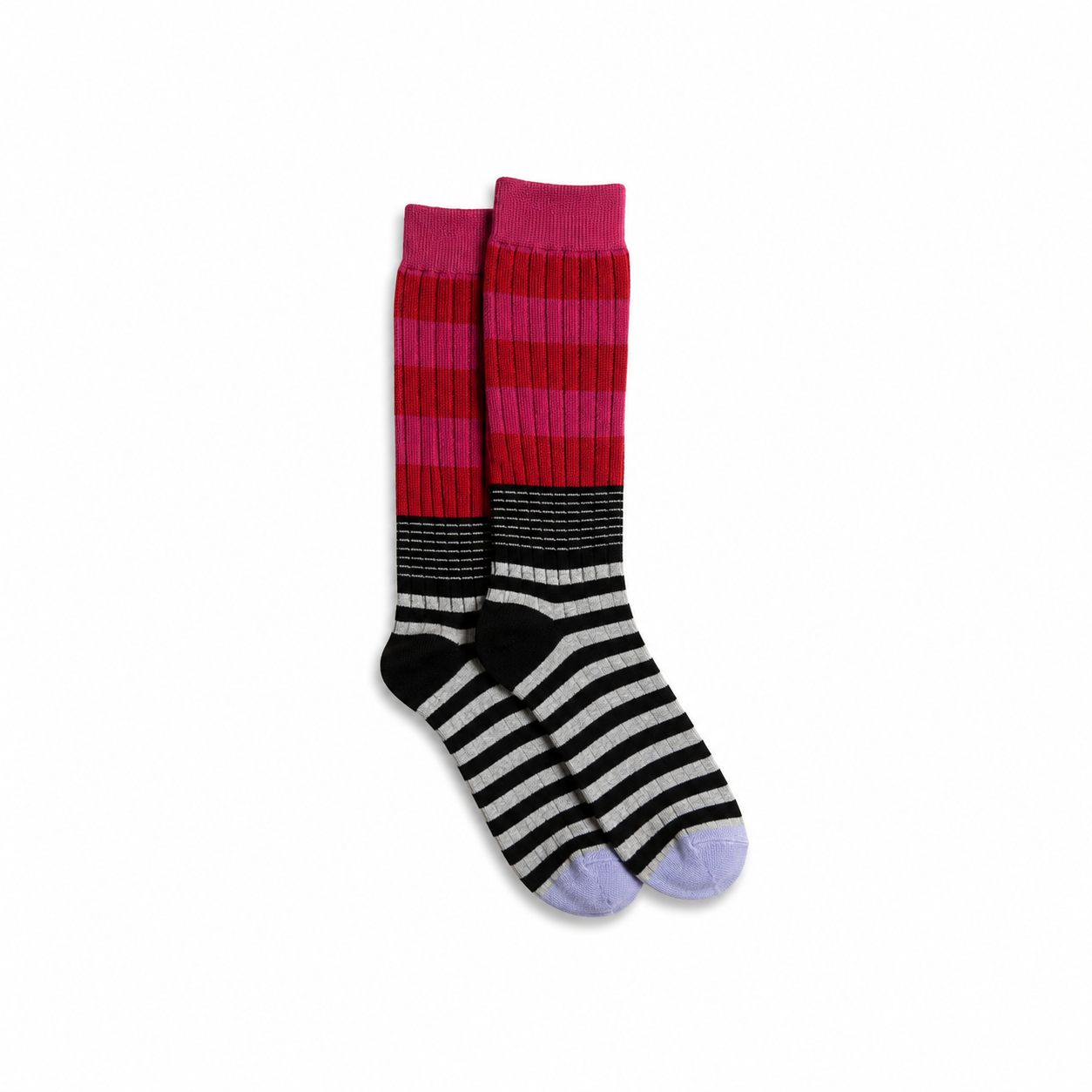 Long Striped Socks Mauve Toe